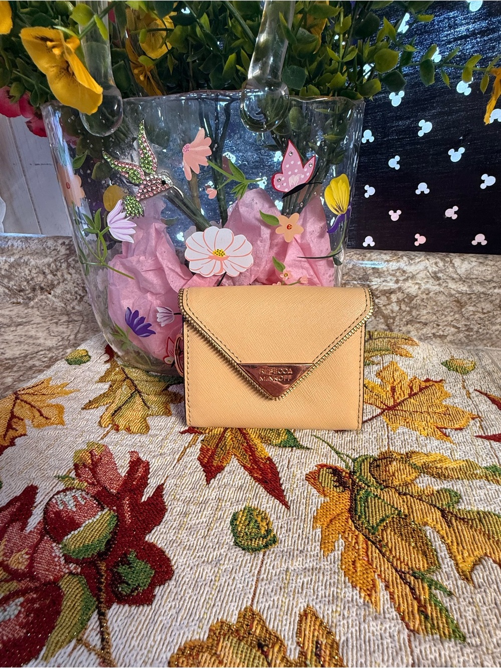 Rebecca Minkoff Peach Envelope Wallet with Gold Accent